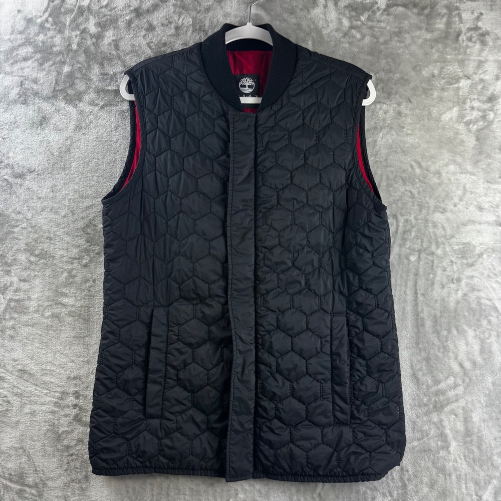 Timberland Quilted Vest Mens S Black Hexagon Honeycomb Puffer A1RQE (1850)